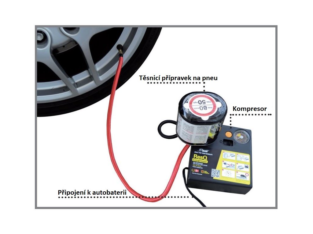 Sada na opravu pneumatik, kompresor a lepidlo - airMAN ResQ "Valve In" 71-051-011