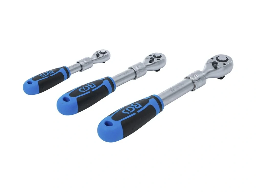 BGS 25123 Teleskopické ráčny 1/4", 3/8" a 1/2", 190-445 mm, sada 3 ks