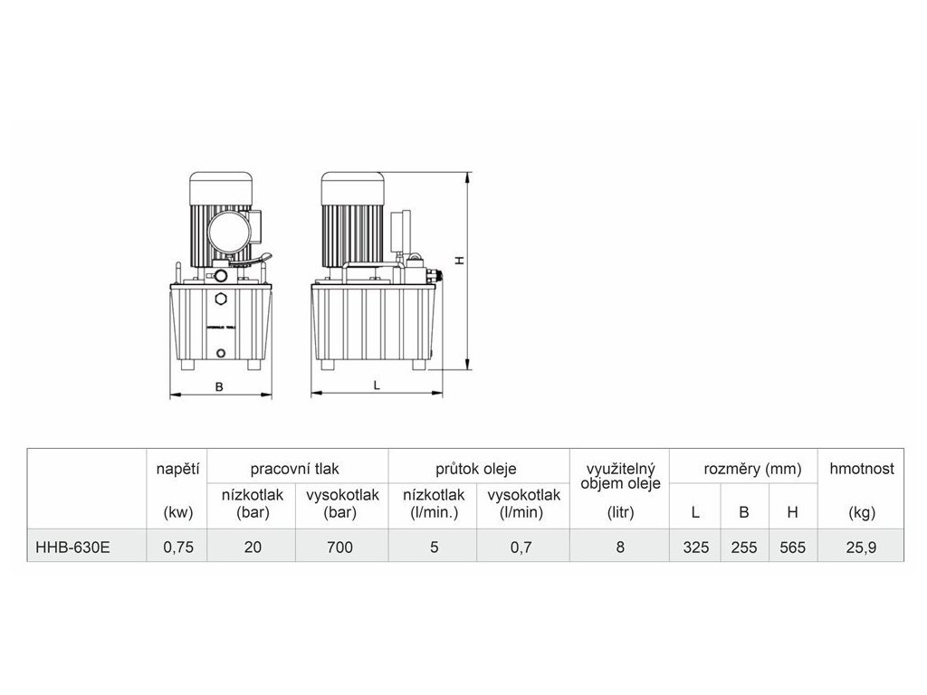 Genborx HHB-630E Nožní elektrická hydraulická pumpa s tlakoměrem, dvourychlostní, 20 bar