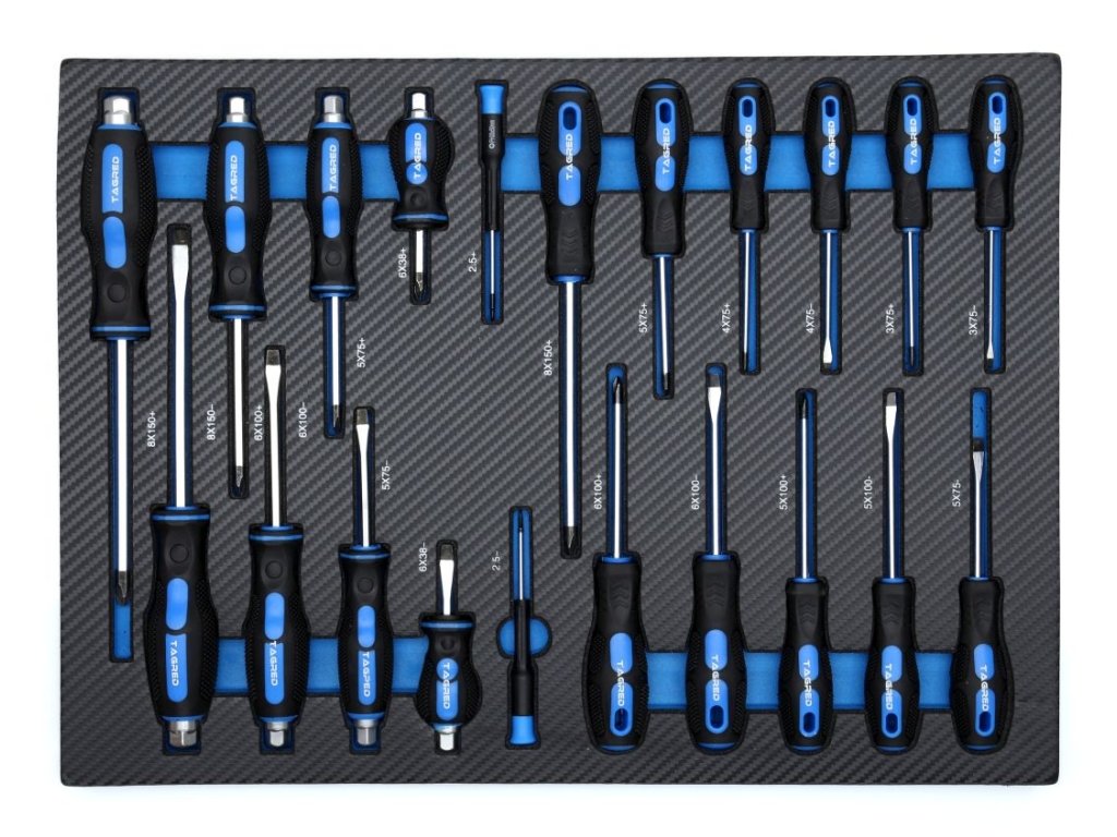 TAGRED TA212 Dílenský vozík vybavený, 243 ks nářadí, 7 zásuvek a skříňka