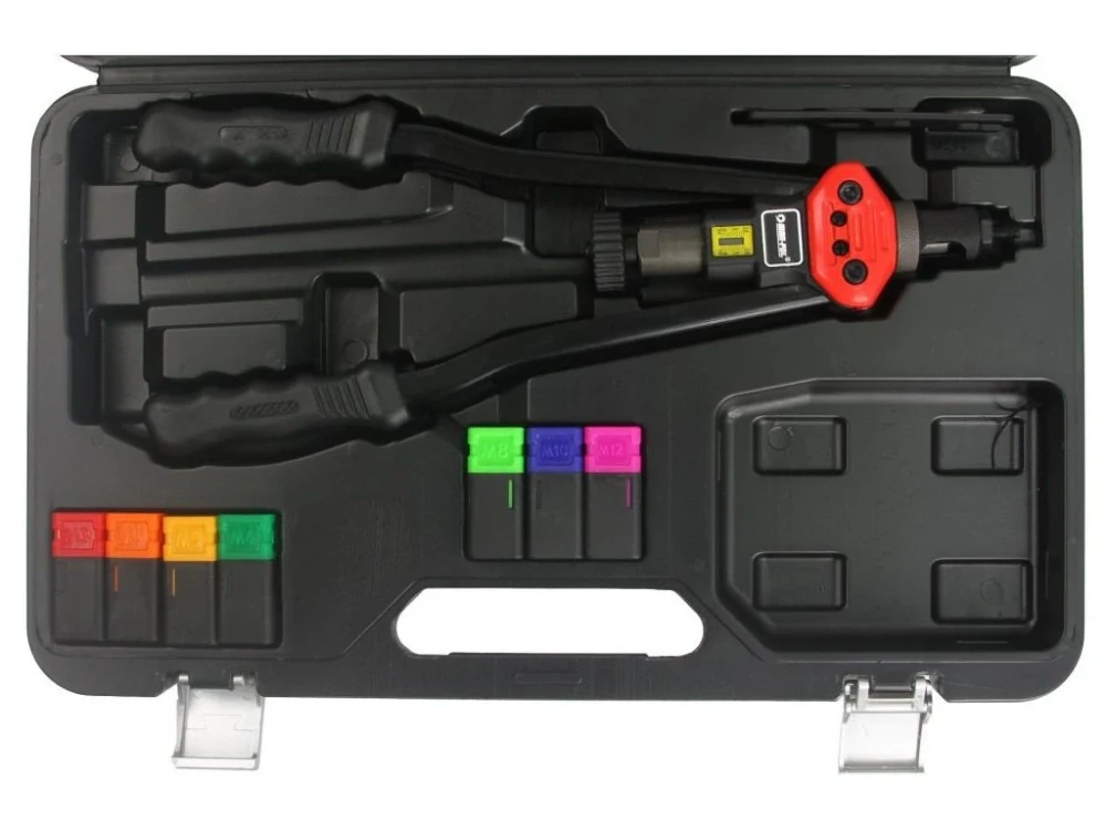 MAR-POL M49572 Nýtovací kleště, pákové, na maticové nýty, vyměnitelné hlavice M3-M12