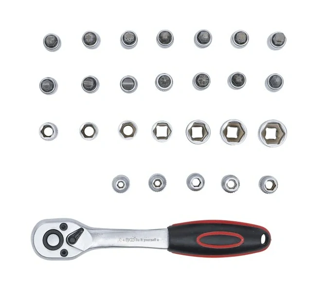 BGS 15105 Gola sada 1/4", 6-hranné hlavice Pro Torque 4-13 mm, 27 dílů