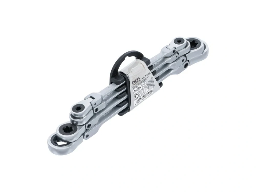 BGS 71028 Očkové ráčnové klíče E-TORX E6-E24, s kloubem, sada 4 díly