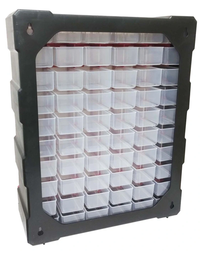 MAGG 120298 Skříňka plastová na šroubky, organizér 60 šuplíků, 470x380x160 mm