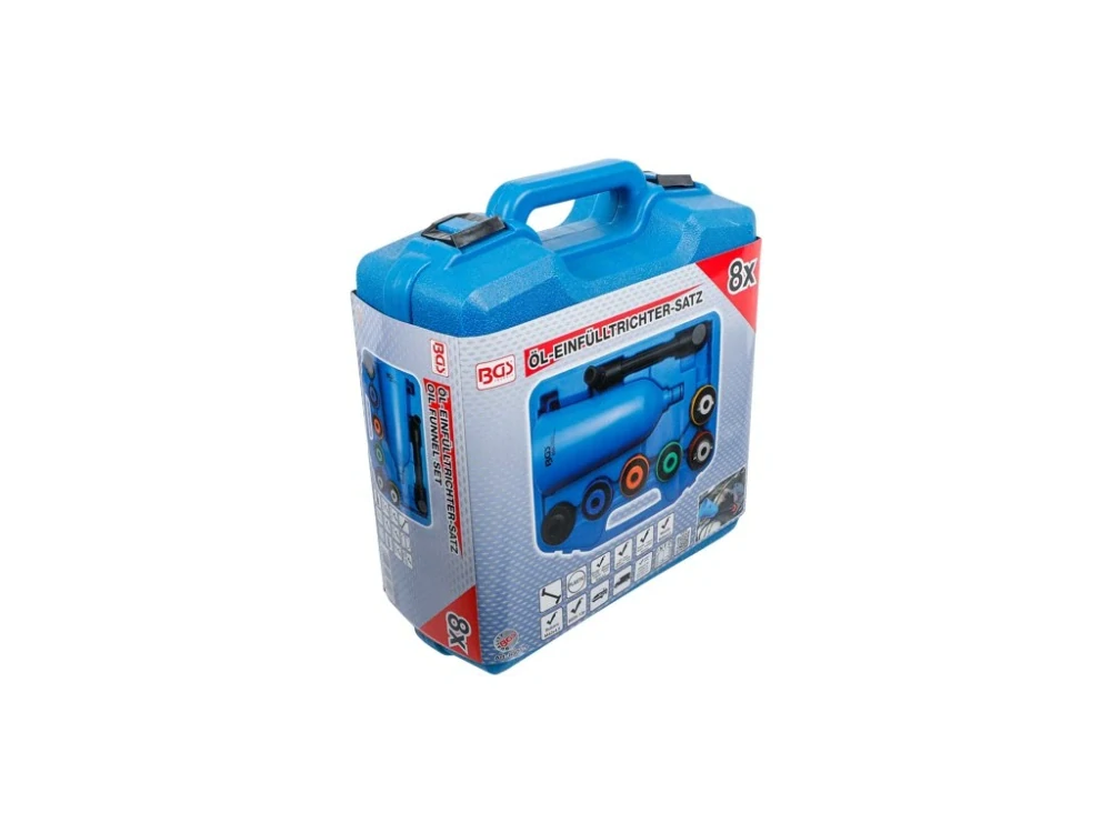 BGS 8505-1 Trychtýř pro plnění oleje s bajonetem, 6 adaptérů, VAG, FORD, TOYOTA aj.
