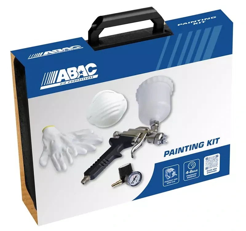 ABAC ATK-X Premium kit pneumatická sada (sponkovačka, hřebíkovačka, pneuhustič, mycí pistole, nástavce, stříkací pistole)