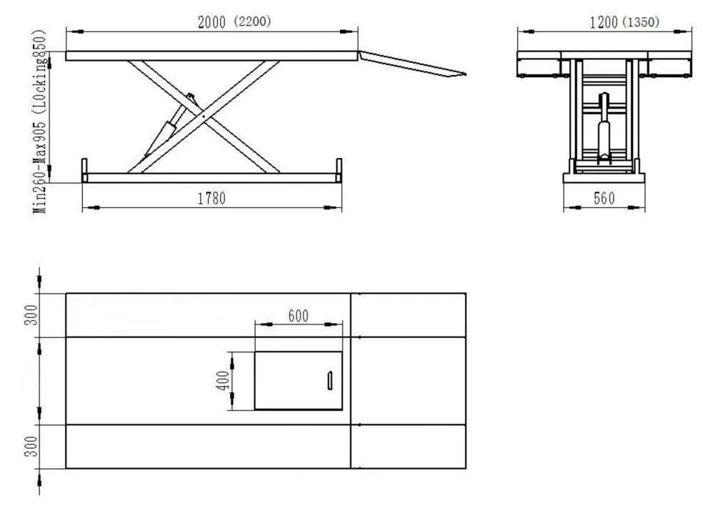 MDtools QYK-ML600 Motocyklový nůžkový zvedák, elektrohydraulický, nosnost 600 kg