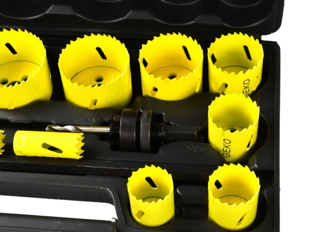 GEKO G39998 Vykružovací vrtáky do kovu a dřeva, průměr 19-76 mm, sada 17 ks