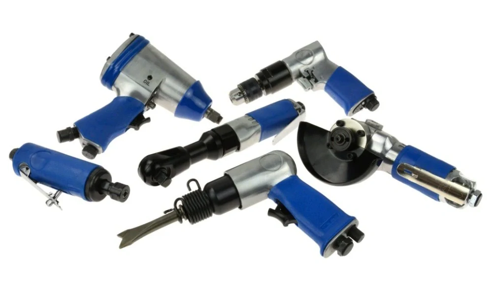 GEKO G03178 Pneumatické nářadí - rázový utahovák, bruska, ráčnový utahovák, vrtačka, sekáč