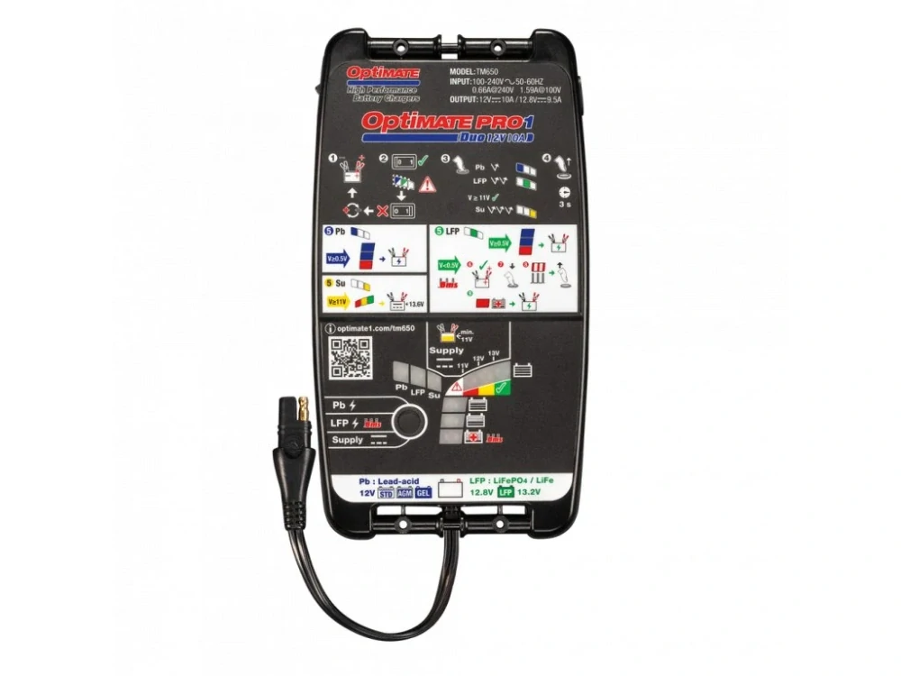 OPTIMATE PRO 1 DUO (12V/10A) TM650 profesionální nabíječka s testrem