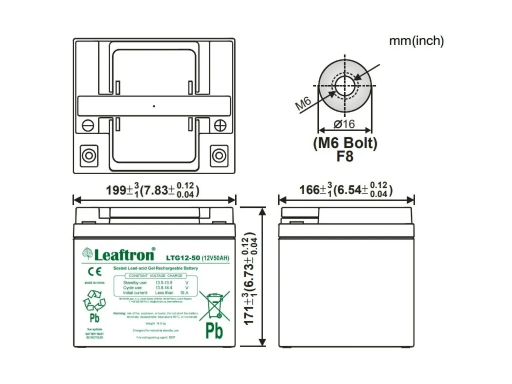 Leaftron LTG12-50 gelový záložní, bezúdržbový, akumulátor 12V/50Ah