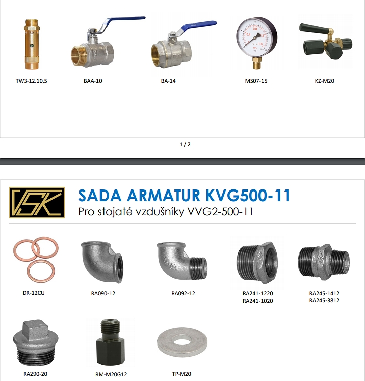 VVG2-500-11A galvanizovaný vzdušník stojatý 500 litrů - osazený armaturami