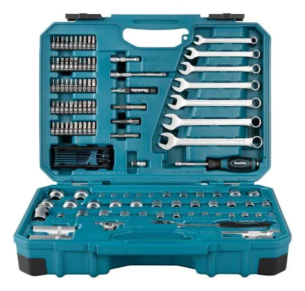 MAKITA E-06616 gola sada, sada bitů a nástrčkových klíčů s ráčnou v kufru - 120 ks