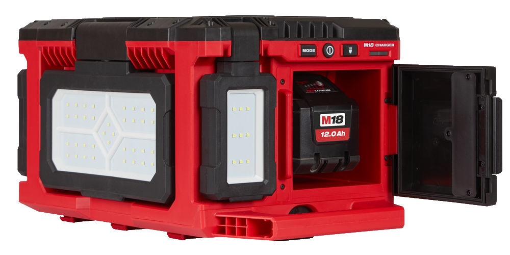 MILWAUKEE M18 POALC-0 Packout Aku lampa LED 18V 3000 lm, otočné hlavy, s nabíječkou (bez aku) - 4933478120