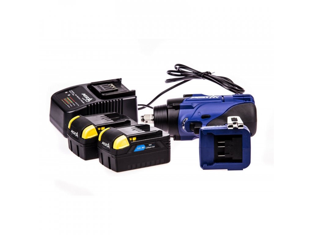 ASTA A-BA1250 Aku rázový utahovák 1/2", extra výkonný 1250 Nm, 18V, 2x 5.0Ah Li-Ion