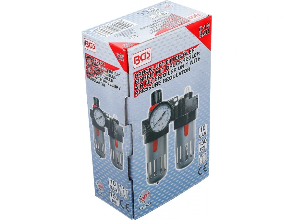 BGS 8603 Regulátor tlaku s odlučovačem a přimazáváním max. 15bar, 1/4" (úpravná jednotka)