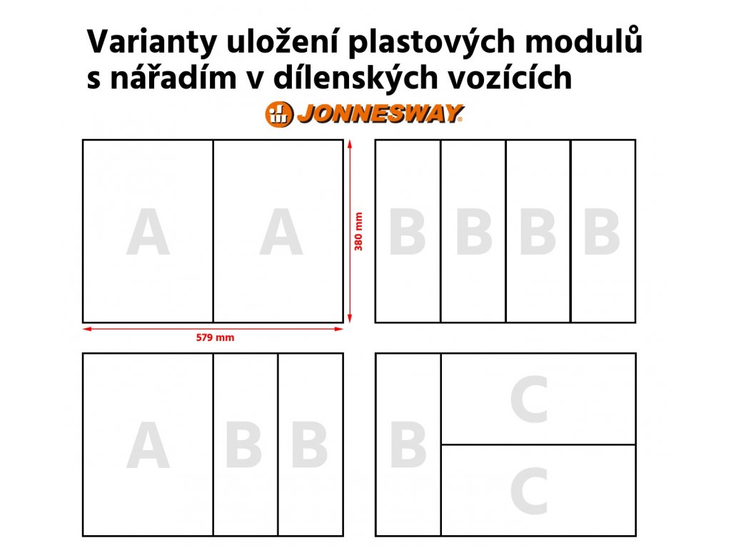 JONNESWAY C-7DW1 Dílenský vozík nevybavený, s postranním úchytem, 7 zásuvek