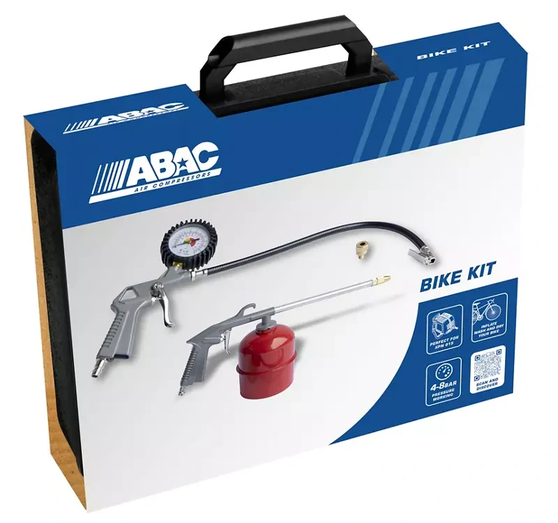 ABAC ATK-X Premium kit pneumatická sada (sponkovačka, hřebíkovačka, pneuhustič, mycí pistole, nástavce, stříkací pistole)