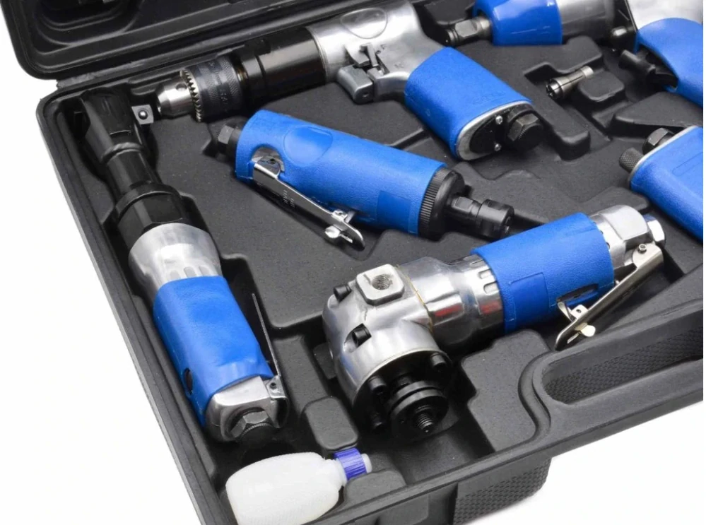 GEKO G03178 Pneumatické nářadí - rázový utahovák, bruska, ráčnový utahovák, vrtačka, sekáč