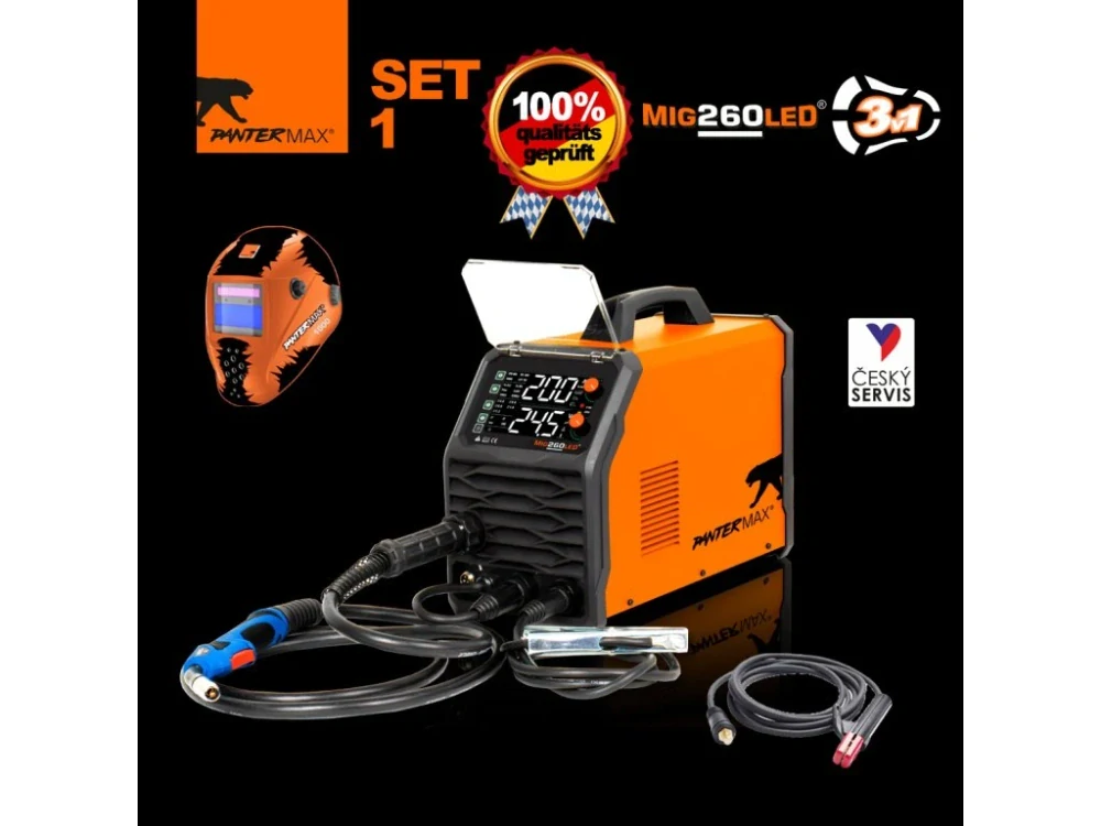 PANTERMAX MIG260LED SET 1 svářecí invertor MIG/MMA/TIG + samostmívací kukla