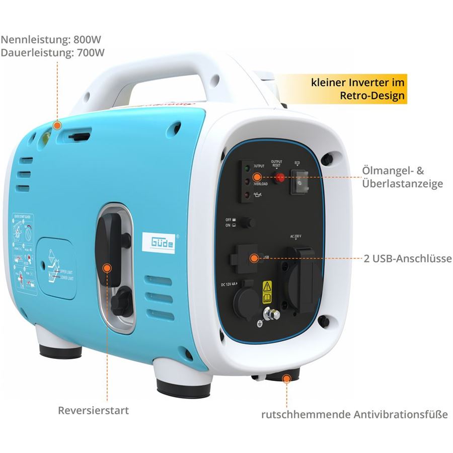 Güde ISG 800-1 Elektrocentrála, invertorový generátor 800W