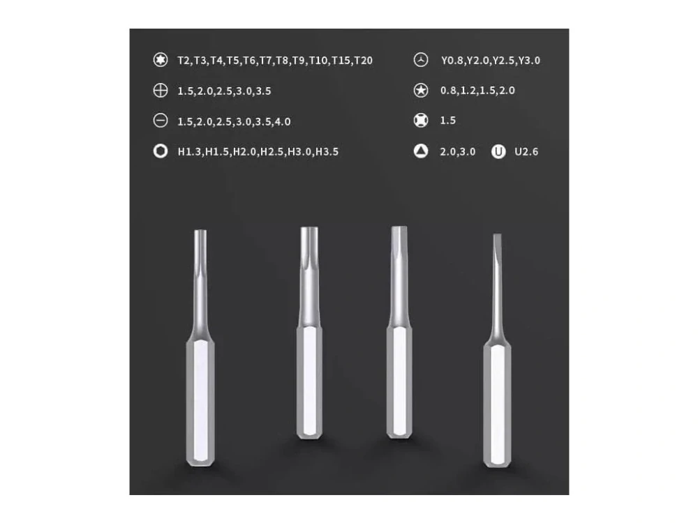 JAKEMY JM-Y03 PLUS Elektrický šroubovák se sadou 40 bitů a svítilnou