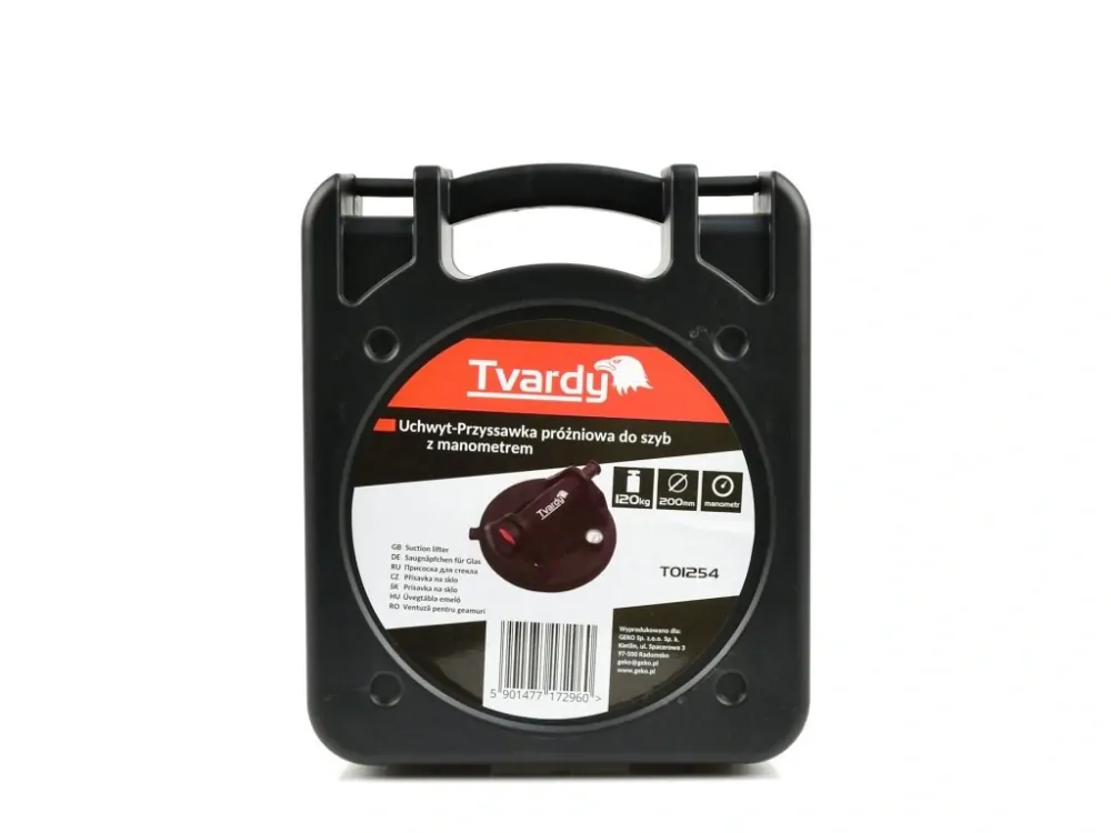 TVARDY T01254 Přísavka vakuová na sklo s manometrem, 200 mm, 120 kg (GEKO)
