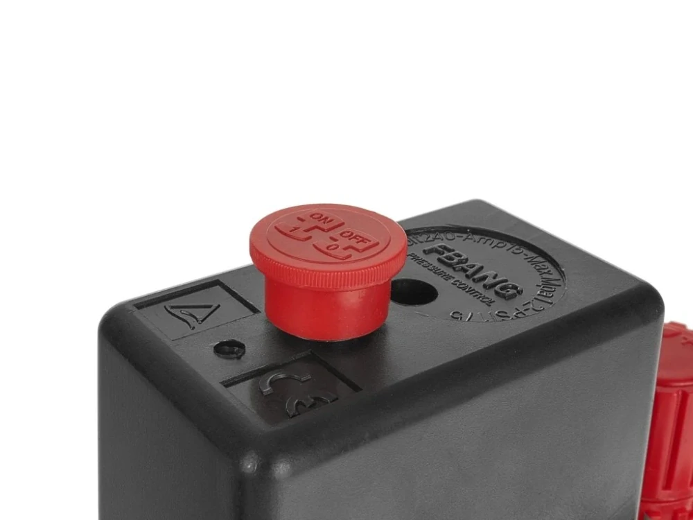 GEKO G80318 Tlakový spínač s manometry, 230V, 12 bar + rychlospojky + pojistný ventil