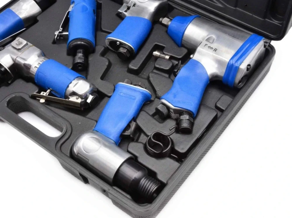 GEKO G03178 Pneumatické nářadí - rázový utahovák, bruska, ráčnový utahovák, vrtačka, sekáč