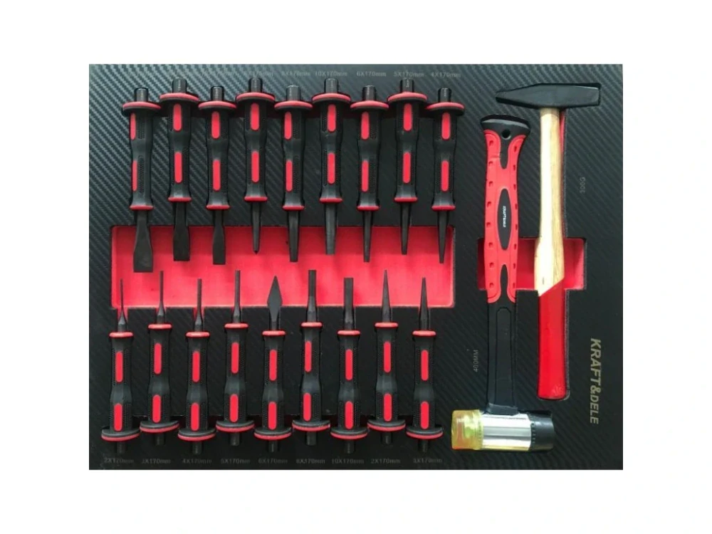 KRAFT&DELE KD1071 Dílenský vozík, vybavený, 12 zásuvek, dřevěná deska, 541 ks nářadí