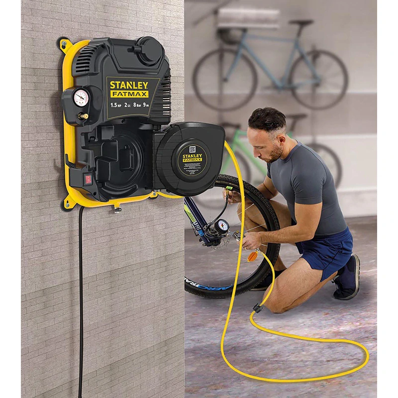 STANLEY WALL TECH PRO bezolejový kompresor + hadice s navíjecím bubnem - FMXCMD152WE