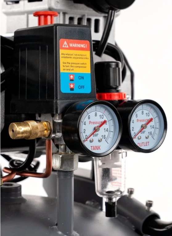 TAGRED TA3396 tichý bezolejový vertikální kompresor s odlučovačem 50l, 230V, 2 písty, 2HP, 10bar