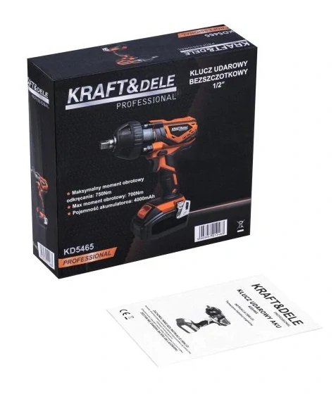 KRAFT&DELE KD5465 AKU rázový utahovák 1/2", 750Nm, 21V / 4,0Ah
