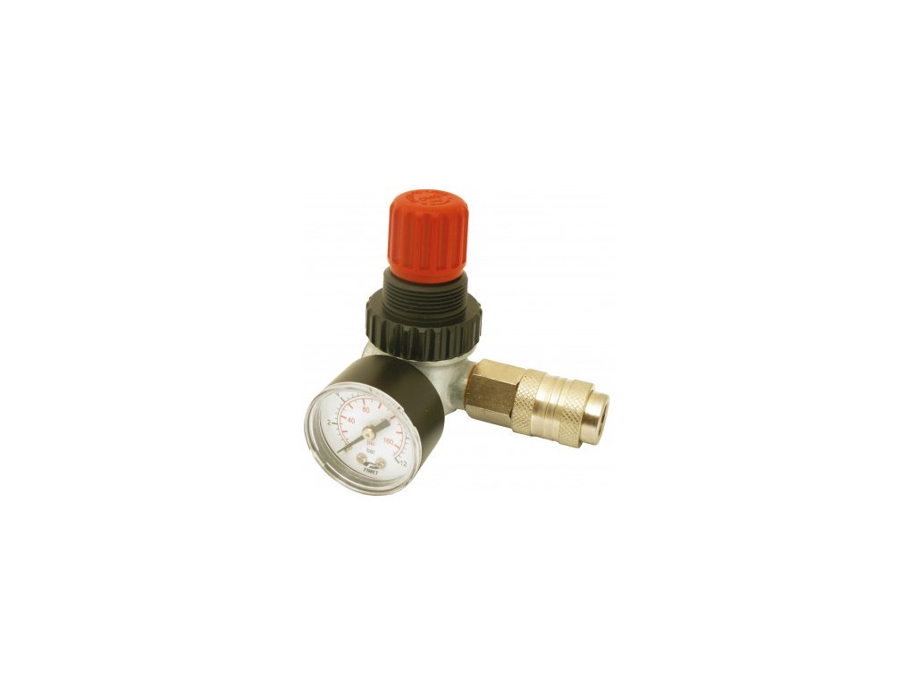 Nuair regulátor tlaku 1/4" včetně manometru D40 a výstupní rychlospojky - 9051305