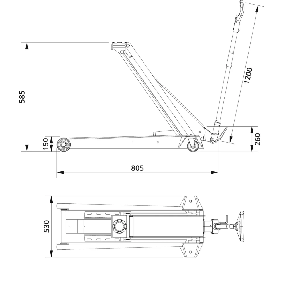 AC Hydraulic DK120Q Hydraulický zvedák pojízdný, extra nosnost 12 t, 150-585 mm, velká rukojeť
