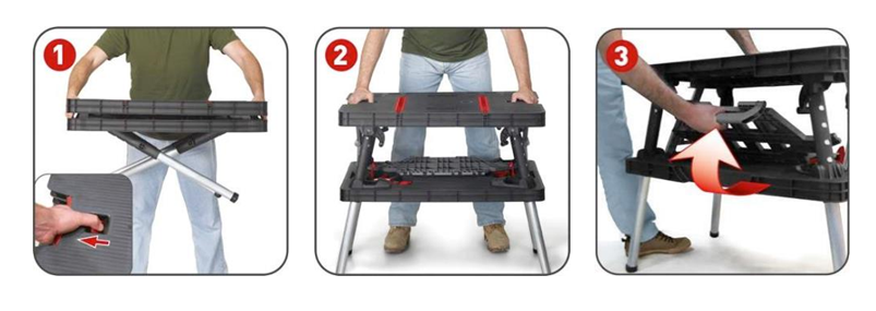 KETER 237005 Pracovní stůl skládací se vzpěrami, nosnost 450 kg, s upínacími svorkami