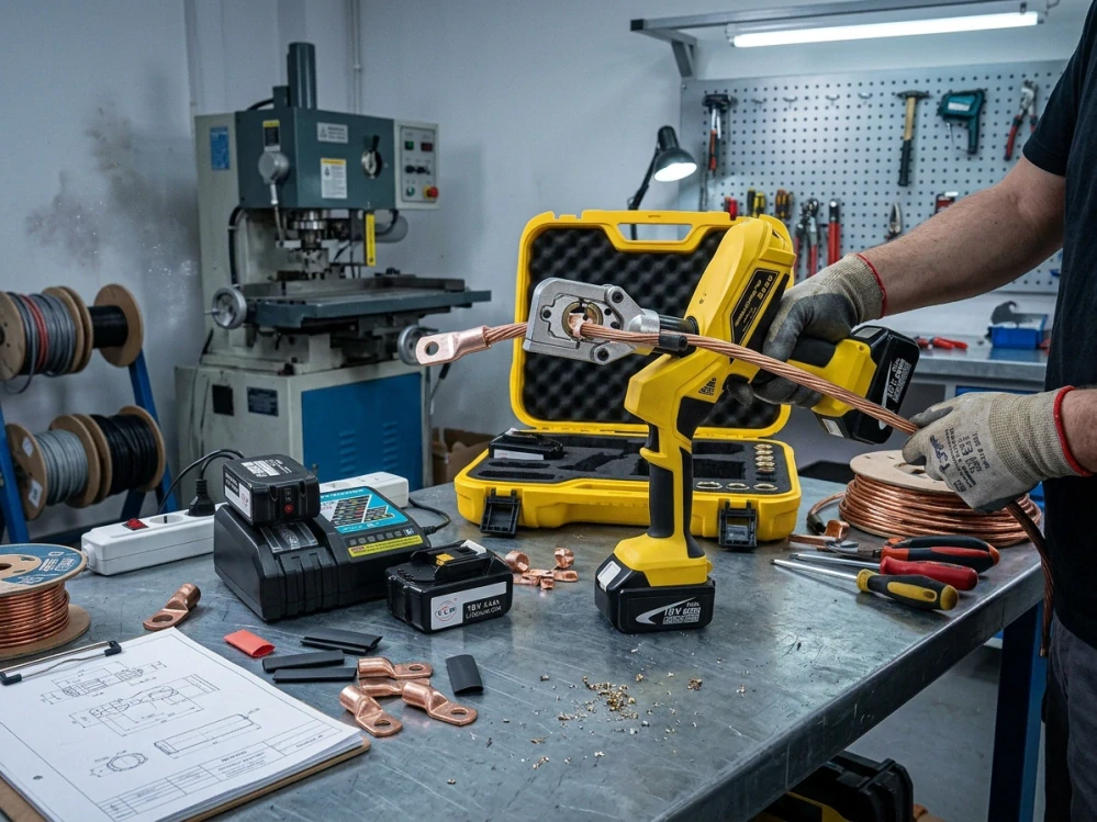 Genborx HHYD-300H Aku hydraulické lisovací kleště na kabelová oka a spojky, síla 6,5 tuny