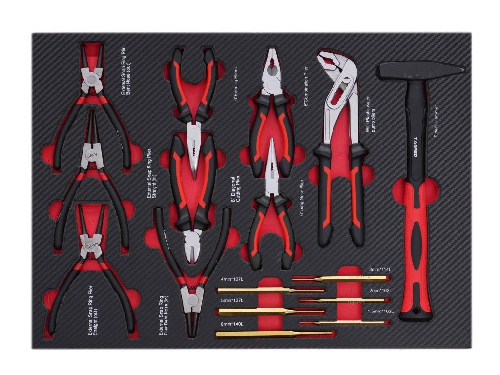 TAGRED TA214 Dílenský vozík vybavený, 298 ks nářadí, 7 zásuvek a XXL velká skříňka