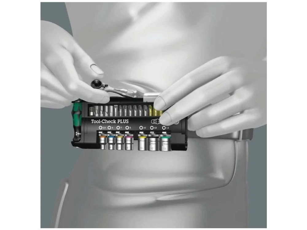 WERA 056490 Sada bitů a hlavic s ráčnou 1/4" + držák Tool-Check PLUS, 39 ks