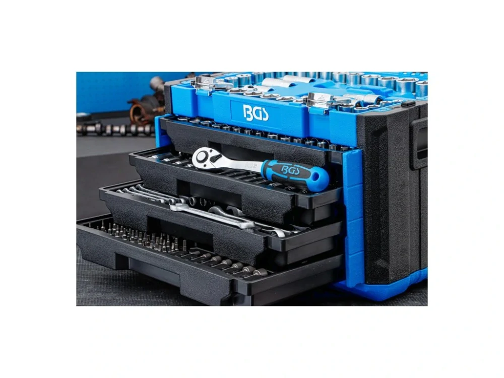 BGS 74000 Gola sada 1/4", 3/8" a 1/2", 6-hranné metrické a palcové hlavice, 300 dílů