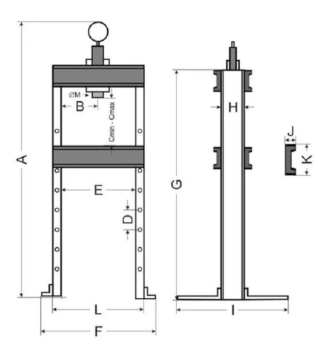 GEKO G02087 Hydraulický dílenský lis 20t, s manometrem