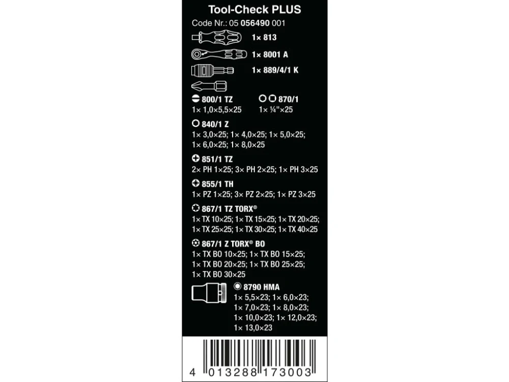 WERA 056490 Sada bitů a hlavic s ráčnou 1/4" + držák Tool-Check PLUS, 39 ks