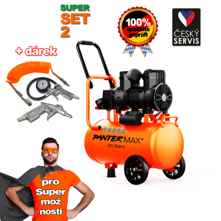 PANTERMAX®AirFlow® 26 SILENT SET2 tichý bezolejový kompresor + sada příslušenství 3-ti dílná