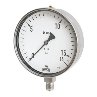 MNS516 nerezový manometr Wika 232.50 160mm 1/2" spodní 0-25bar