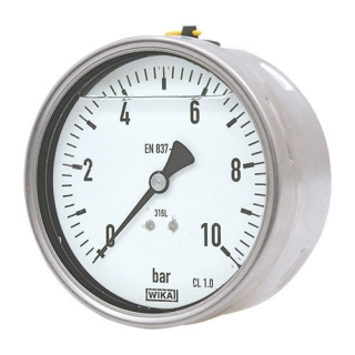 MGNZ201 nerezový glycerinový manometr 63mm, 1/4" zadní vývod, -1-0 bar WIKA
