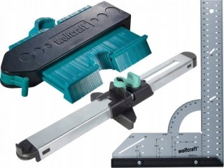 WOLFCRAFT 6976000 sada pro přesnou montáž  – úhelník, obrysová šablona, zalícovávač