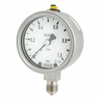 MNS109 Nerez manometr Wika 232.50, 63mm, 1/4", spodní, 0-1bar