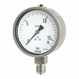 MNS309 Nerez manometr Wika 232.50, 100mm, 1/2", spodní, 0-1bar
