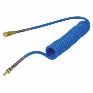 PUBM462ES Hadice spirálová PU 6/4mm 2m modrá s koncovkami