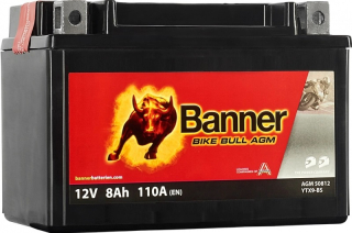 BANNER BIKE BULL AGM 50812, YTX9-BS, 12V 8Ah 110A